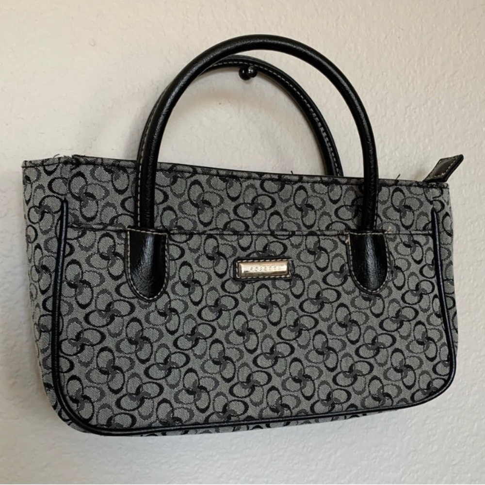 Rosetti Gray and Black Mini Tote with Signature Logo Pattern